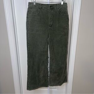 Pilcro by Anthropologie Green Corduroy Wide Leg Pants Mid Rise Size 32